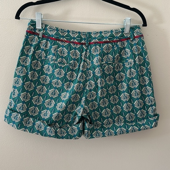 Anthropologie Corey Lynn Calter Green Printed Cotton Shorts Sz 4 Boho Artsy Chic - Picture 4 of 9